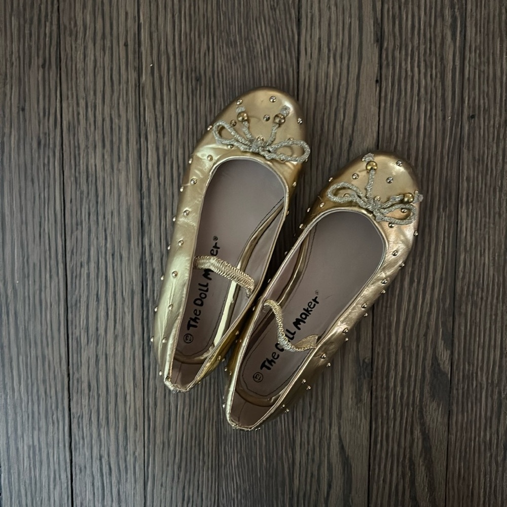 The Doll Maker Ballet Flats Dress Shoes Gold Size 13
